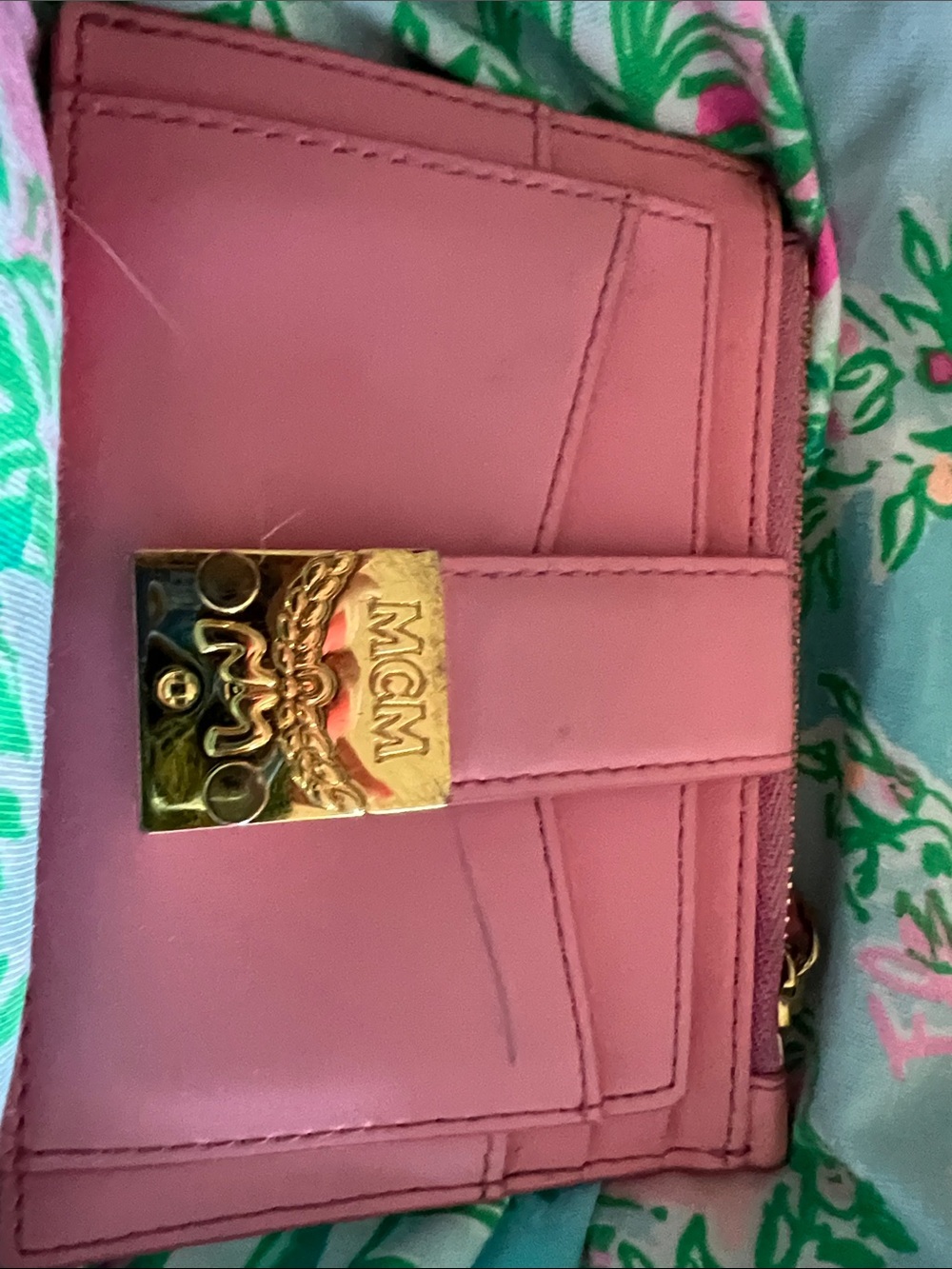 NWT MCM Patricia Zip Card Case pink $335